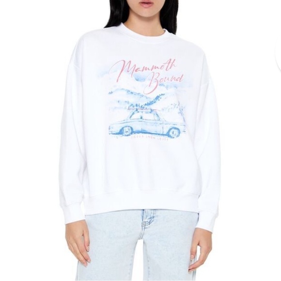 Forever 21 Tops - NWT California Graphic Pullover Crewneck Sweatshirt White Mammoth Bound Apres